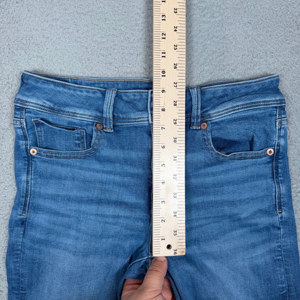 American Eagle Kick Boot Jeans Womens 6 Short Next Level Stretch Raw Hem Blue - Picture 10 of 13
